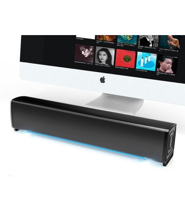 Barra de sonido q connect para pc con iluminacion led color negro