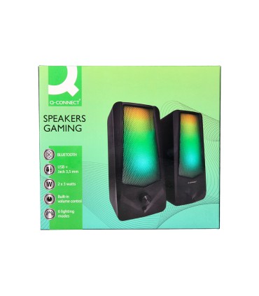 Altavoces q connect gaming blu etooth con iluminacion rgb potencia maxima 2x3w control de volumen color negro