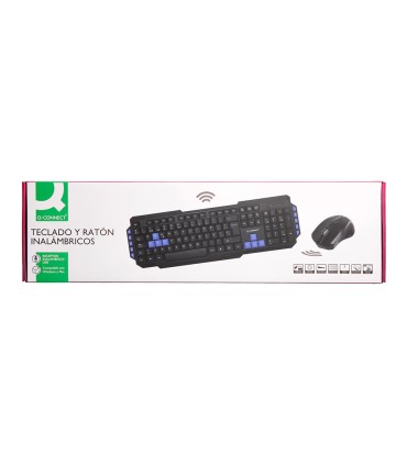 Set teclado y raton q connect inalambrico compatible windows color negro