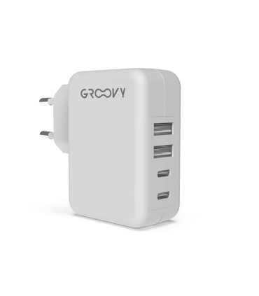 Cargador de pared groovy 2 usb 2 usb c 48a color blanco