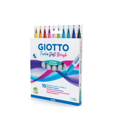 Rotulador giotto turbo soft brush punta de pincel caja de 10 unidades colores surtidos