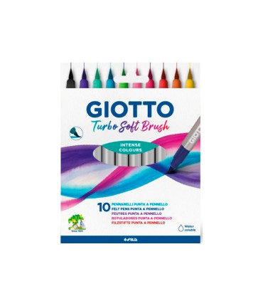 Rotulador giotto turbo soft brush punta de pincel caja de 10 unidades colores surtidos