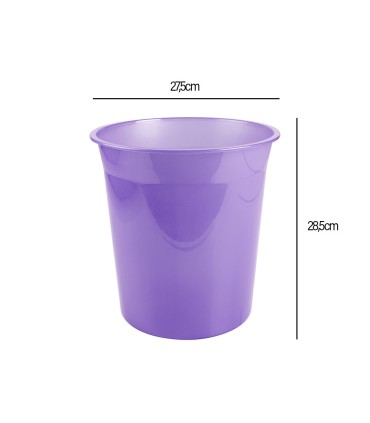 Papelera plastico liderpapel lavanda translucido 13 litros 275x285 mm