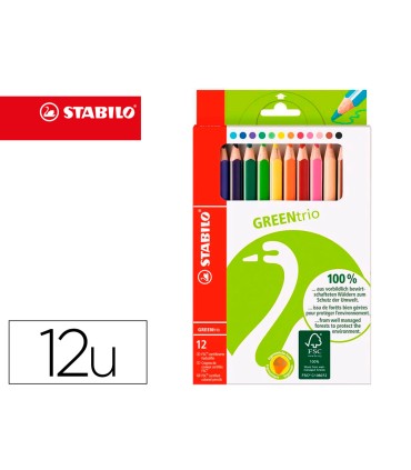 Lapices de colores stabilo green colors con certificado fsc estuche carton de 12 unidades colores surtidos