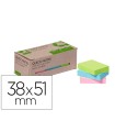 Bloc de notas adhesivas quita y pon q-connect 38x51 mm 100% papel reciclado colores pasteles kf17326