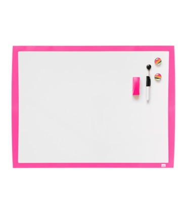 Pizarra blanca nobo magnetica marco fucsia 430x585 mm