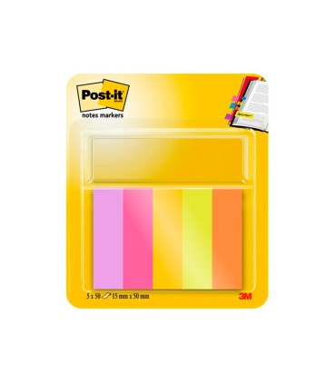 Bloc de notas adhesivas quita y pon post it mininotas energetic colour 15 x 50 mm 50 hojas pack de 5 unidades