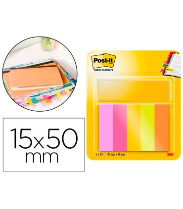 Bloc de notas adhesivas quita y pon post it mininotas energetic colour 15 x 50 mm 50 hojas pack de 5 unidades