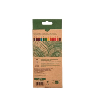 Lapices de colores liderpapel ecouse caja de 12 unidades colores surtidos con certificado fsc