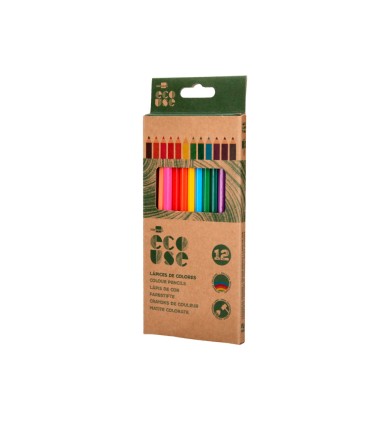 Lapices de colores liderpapel ecouse caja de 12 unidades colores surtidos con certificado fsc