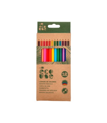 Lapices de colores liderpapel ecouse caja de 12 unidades colores surtidos con certificado fsc