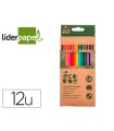 Lapices de colores liderpapel ecouse caja de 12 unidades colores surtidos con certificado fsc