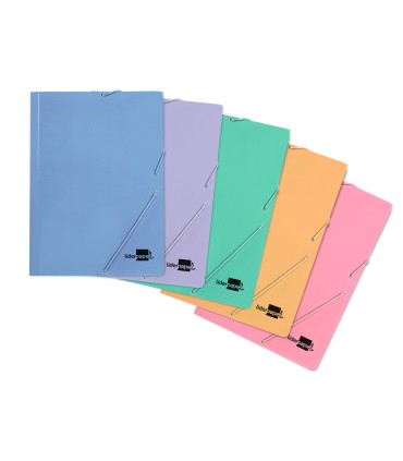 Carpeta liderpapel gomas folio 3 solapas carton plastificado colores pasteles surtidos