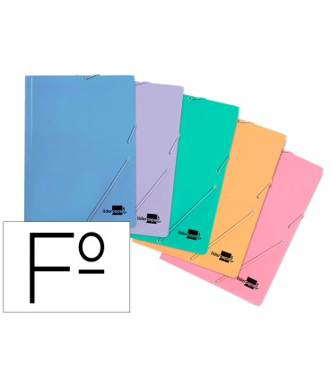 Carpeta liderpapel gomas folio 3 solapas carton plastificado colores pasteles surtidos