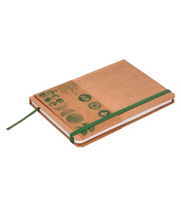 Libreta liderpapel ecouse 100 reciclada a5 96 hojas 70g m2 horizontal con gomilla y marca paginas