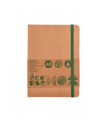 Libreta liderpapel ecouse 100 reciclada a5 96 hojas 70g m2 horizontal con gomilla y marca paginas