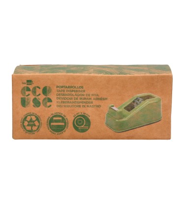 Portarrollo sobremesa liderpapel ecouse 100 plastico reciclado para cinta de 33 mt color verde