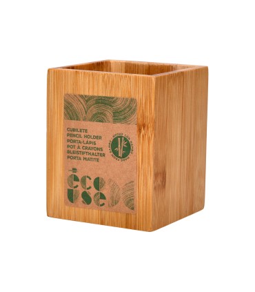 Cubilete portalapices liderpapel bambu 100 natural ecouse cuadrado 80x80x100 mm