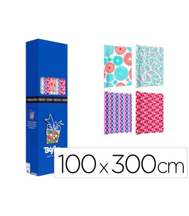 Papel de regalo basika todo ano rollo ancho 1 m longitud 3 m modelos surtidos gramaje 50 gr