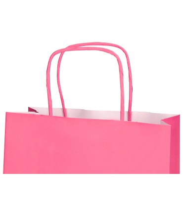 Bolsa papel q connect celulosa rosa l con asa retorcida 320x400x14 mm