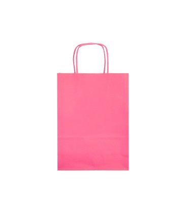 Bolsa papel q connect celulosa rosa l con asa retorcida 320x400x14 mm