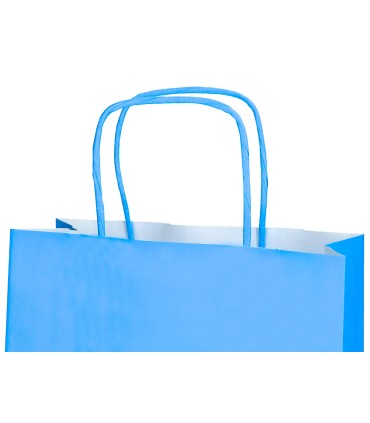 Bolsa papel q connect celulosa celeste l con asa retorcida 320x400x14 mm