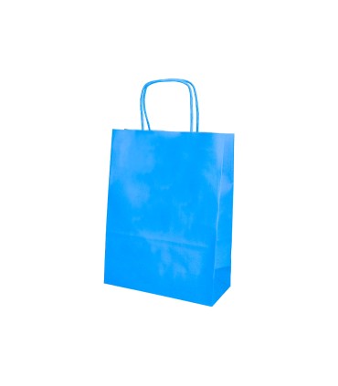 Bolsa papel q connect celulosa celeste l con asa retorcida 320x400x14 mm