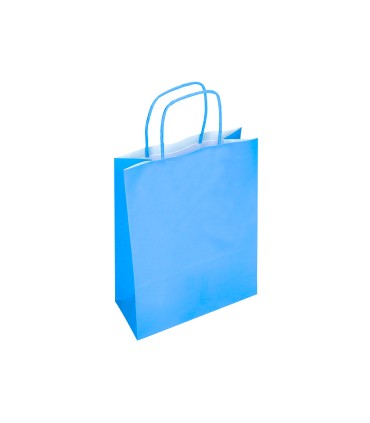 Bolsa papel q connect celulosa celeste l con asa retorcida 320x400x14 mm