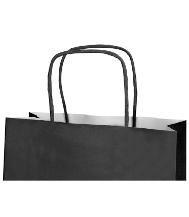 Bolsa papel q connect celulosa negro l con asa retorcida 320x400x14 mm