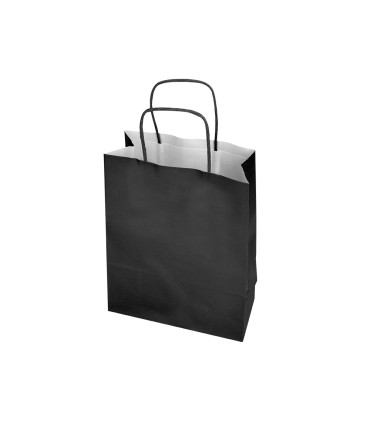 Bolsa papel q connect celulosa negro l con asa retorcida 320x400x14 mm