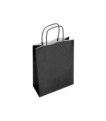 Bolsa papel q connect celulosa negro l con asa retorcida 320x400x14 mm