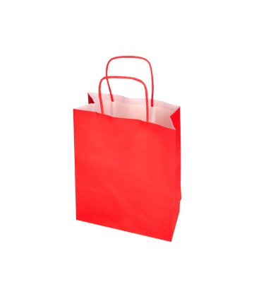 Bolsa papel q connect celulosa rojo l con asa retorcida 320x400x14 mm