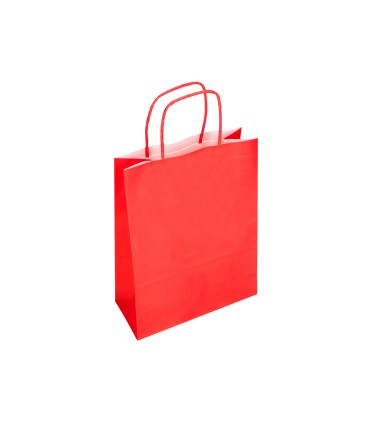 Bolsa papel q connect celulosa rojo l con asa retorcida 320x400x14 mm