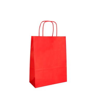 Bolsa papel q connect celulosa rojo l con asa retorcida 320x400x14 mm