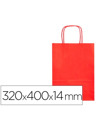 Bolsa papel q connect celulosa rojo l con asa retorcida 320x400x14 mm