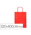 Bolsa papel q-connect celulosa rojo l con asa retorcida 320x400x14 mm