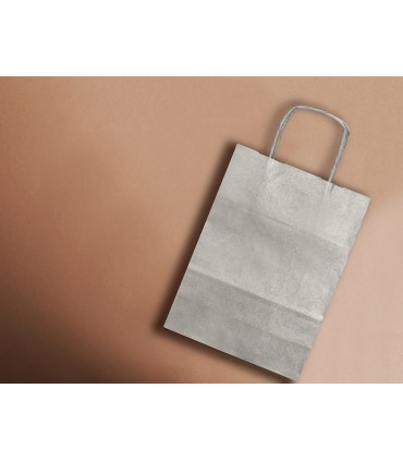 Bolsa papel q connect kraft plata l con asa retorcida 320x400x14 mm