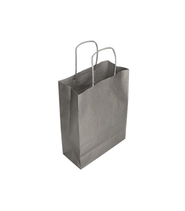 Bolsa papel q connect kraft plata l con asa retorcida 320x400x14 mm