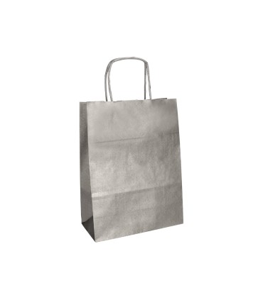 Bolsa papel q connect kraft plata l con asa retorcida 320x400x14 mm