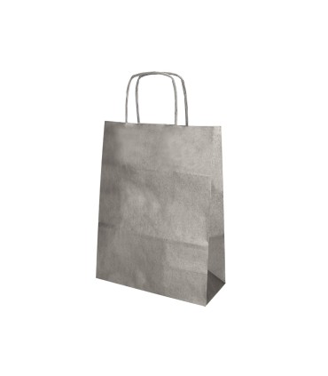 Bolsa papel q connect kraft plata l con asa retorcida 320x400x14 mm