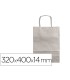 Bolsa papel q connect kraft plata l con asa retorcida 320x400x14 mm