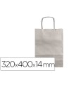 Bolsa papel q-connect kraft plata l con asa retorcida 320x400x14 mm