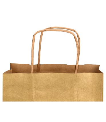 Bolsa papel q connect kraft oro l con asa retorcida 320x400x14 mm