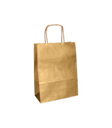 Bolsa papel q connect kraft oro l con asa retorcida 320x400x14 mm