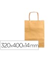 Bolsa papel q-connect kraft oro l con asa retorcida 320x400x14 mm