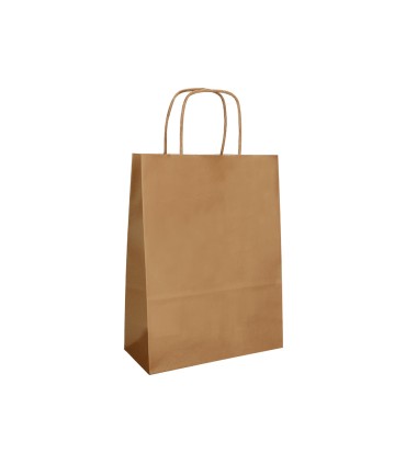 Bolsa papel q connect celulosa natural liso l con asa retorcida 320x400x14 mm