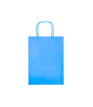 Bolsa papel q connect celulosa celeste m con asa retorcida 270x370x12 mm