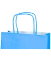 Bolsa papel q-connect celulosa celeste m con asa retorcida 270x370x12 mm