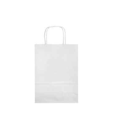 Bolsa papel q connect celulosa blanco m con asa retorcida 270x370x12 mm