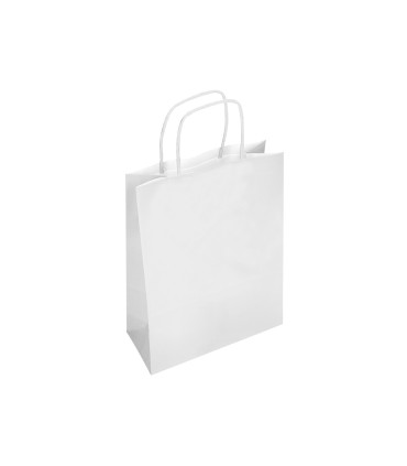 Bolsa papel q connect celulosa blanco m con asa retorcida 270x370x12 mm